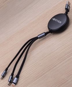 Forever kabel 3w1 USB - Lightning + 2x USB-C 1,2 m 100W czarny 8