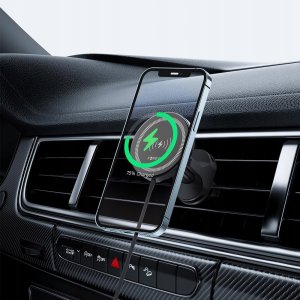 Forever uchwyt samochodowy do kratki MACH-300 magnetyczny z ładowaniem bezprzewodowym czarny Qi2 15W 2