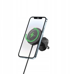 Forever uchwyt samochodowy do kratki MACH-300 magnetyczny z ładowaniem bezprzewodowym czarny Qi2 15W 3