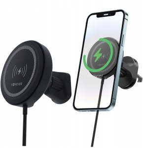 Forever uchwyt samochodowy do kratki MACH-300 magnetyczny z ładowaniem bezprzewodowym czarny Qi2 15W 7
