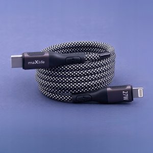 Maxlife kabel magnetyczny MXUC-11 USB-C - Lightning 1,0 m 27W czarny nylonowy 2