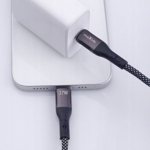 Maxlife kabel magnetyczny MXUC-11 USB-C - Lightning 1,0 m 27W czarny nylonowy 6