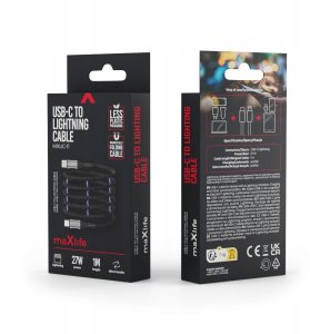 Maxlife kabel magnetyczny MXUC-11 USB-C - Lightning 1,0 m 27W czarny nylonowy 9