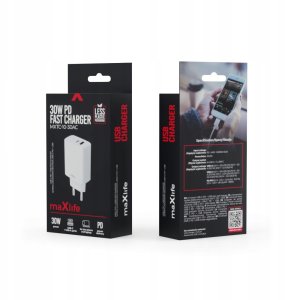 Maxlife ładowarka sieciowa PD QC MXTC-10-30AC 1x USB-C 1x USB 30W biała 4