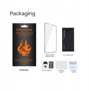 Szkło hartowane z metalową ramką do iPhone XS Max / 11 Pro Max czarna ramka 3