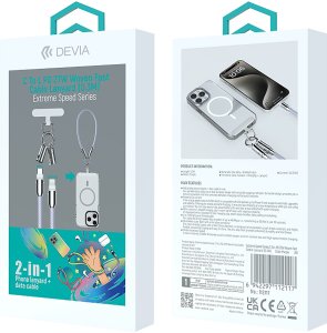 Kabel USB Devia Devia kabel uniwersalna smycz 2w1 PD USB-C - Lightning 0,3 m 27W lawendowy 6
