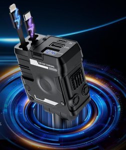 XO ładowarka samochodowa CC66 104W 1x USB 1x USB-C czarna z kablem USB-C i kablem Lightning 5