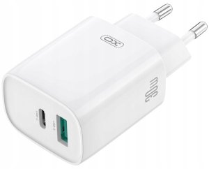 XO ładowarka sieciowa CE30 PD 30W 1x USB-C 1x USB biała + kabel USB-C - USB-C 2