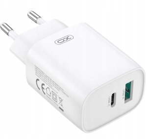 XO ładowarka sieciowa CE30 PD 30W 1x USB-C 1x USB biała + kabel USB-C - USB-C 4