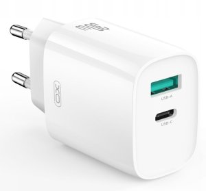 XO ładowarka sieciowa CE30 PD 30W 1x USB-C 1x USB biała + kabel USB-C - USB-C 6