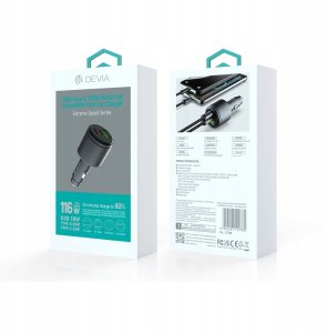 Devia ładowarka samochodowa Extreme Metal PD QC 116W 1x USB 2x USB-C czarna 2