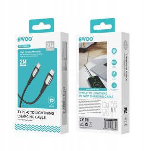 BWOO kabel Pleciony USB-C - Lightning 3m 30W czarny 4