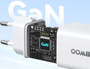 BWOO ładowarka sieciowa PD GaN 30W USB-C z kablem 60W USB-C - USB-C biała 4