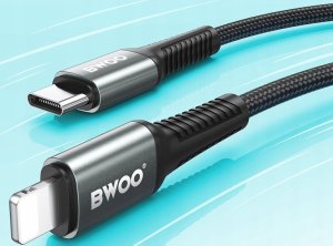 BWOO kabel Pleciony USB-C - Lightning 2m 30W czarny 2