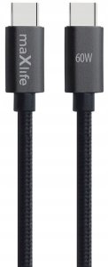 Maxlife kabel MXUC-12 USB-C - USB-C 1,0 m 60W czarny 2