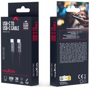 Maxlife kabel MXUC-12 USB-C - USB-C 2,0 m 60W czarny 4