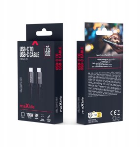 Maxlife kabel MXUC-12 USB-C - USB-C 2,0 m 100W czarny 5