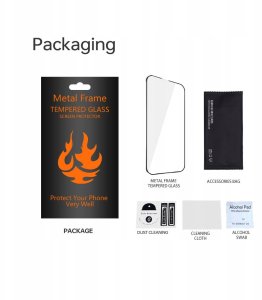 Szkło hartowane z metalową ramką do Samsung Galaxy S25 Plus czarna ramka 3