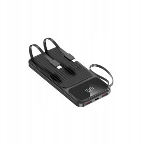 Maxlife power bank z wbudowanymi kablami MXPB-06 PD QC 22,5W 10000 mAh czarny 6