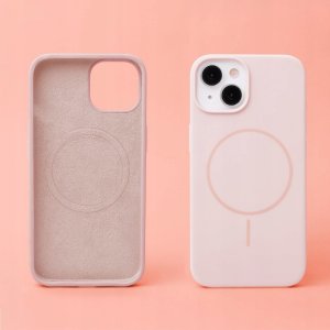 Nakładka Silicone Thin Mag do iPhone 15 6,1" jasnoróżowa 3