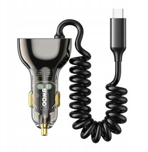 BWOO ładowarka samochodowa PD CC96C 1x USB-C 1x USB 30W z kabelem USB-C szara 3