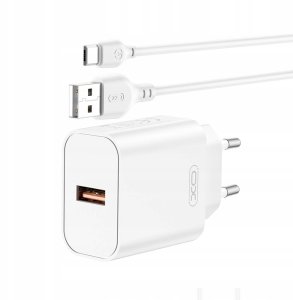 XO ładowarka sieciowa CE33 QC 18W 1x USB biała + kabel USB-C 2