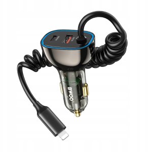 BWOO 30W ładowarka samochodowa PD CC96L 1x USB-C 1x USB z kablem lightning szara 2