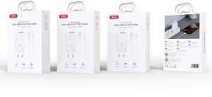 XO ładowarka sieciowa CE34 2x USB 2,4A biała + kabel Lightning 3