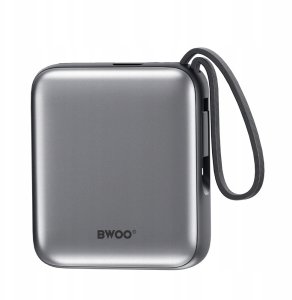 BWOO power bank P74 22.5W 10000 mAh z 2 wbudowanymi kablami 1 x USB-C 1 x Lightning srebrny 3