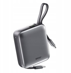 BWOO power bank P74 22.5W 10000 mAh z 2 wbudowanymi kablami 1 x USB-C 1 x Lightning srebrny 7