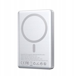 BWOO power bank magnetyczny P76 PD 20W 10000 mAh ultra cienki w aluminiowej obudowie z wyświetlaczem i portem USB-C srebrny 2