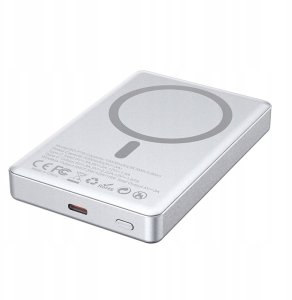 BWOO power bank magnetyczny P76 PD 20W 10000 mAh ultra cienki w aluminiowej obudowie z wyświetlaczem i portem USB-C srebrny 3