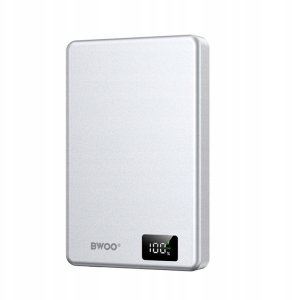 BWOO power bank magnetyczny P76 PD 20W 10000 mAh ultra cienki w aluminiowej obudowie z wyświetlaczem i portem USB-C srebrny 5