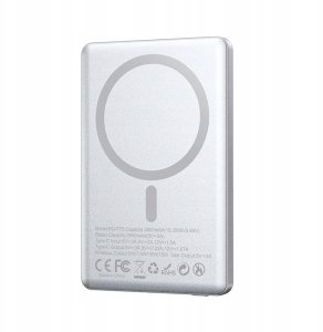 BWOO ultracienki power bank magnetyczny P75 PD 20W 5000 mAh w aluminiowej obudowie z wyświetlaczem i portem USB-C srebrny 8