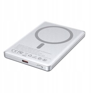 BWOO ultracienki power bank magnetyczny P75 PD 20W 5000 mAh w aluminiowej obudowie z wyświetlaczem i portem USB-C srebrny 9