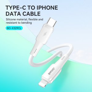 BWOO BWOO kabel silikonowy X329CL 27W USB-C - lightning 1m biały 2
