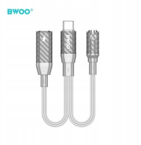 BWOO BZ67 adapter 2w1 Lightning/USB-C - jack 3.5mm szary 4