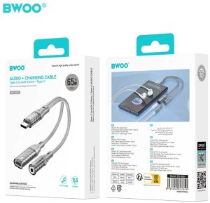 BWOO BZ67 adapter 2w1 Lightning/USB-C - jack 3.5mm szary 5