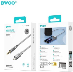 BWOO AUX073 kabel AUX Lightning - jack 3.5mm audio szary 2