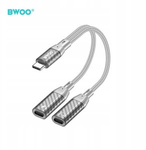 BWOO BZ68 adapter 2w1 2x USB-C - jack 3.5mm szary 2