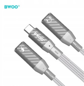 BWOO BZ68 adapter 2w1 2x USB-C - jack 3.5mm szary 3
