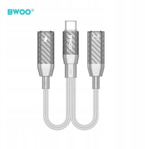 BWOO BZ68 adapter 2w1 2x USB-C - jack 3.5mm szary 4