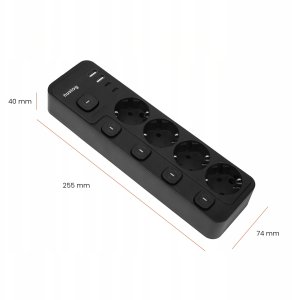 Huslog przedłużacz z 5 wyłącznikami 9