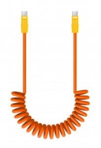 Kabel Newell USB-C - USB-C 100 W, 1,5 m, silikonowy, spiralny, pomarańczowo-żółty 162