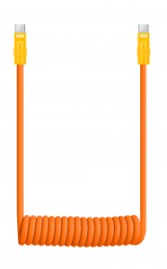 Kabel Newell USB-C - USB-C 100 W, 1,5 m, silikonowy, spiralny, pomarańczowo-żółty 170