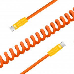Kabel Newell USB-C - USB-C 100 W, 1,5 m, silikonowy, spiralny, pomarańczowo-żółty 178