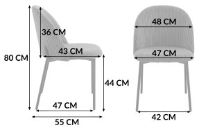 Krzesło sztruksowe szare INES czarne nogi do salonu kuchni jadalni 2
