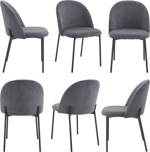 Krzesło sztruksowe szare INES czarne nogi do salonu kuchni jadalni 3