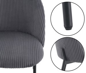 Krzesło sztruksowe szare INES czarne nogi do salonu kuchni jadalni 4