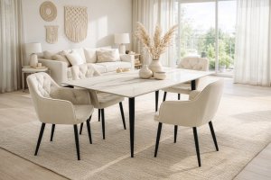 Krzesło obrotowe Julia III velvet beżowe glamour do salonu i jadalni 3